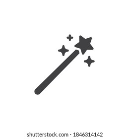 Magic wand with star vector icon. filled flat sign for mobile concept and web design. Magic wand stick glyph icon. Symbol, logo illustration. Vector graphics