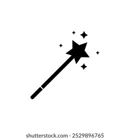 Magic wand with star vector icon. Magic wand stick simple trendy style illustration for web and app..eps