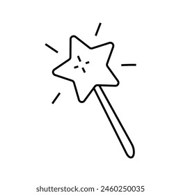Baguette magique avec une étoile.  Illustration vectorielle en style doodle.