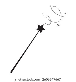 Magic wand with star. Vector illustration isolated on white background