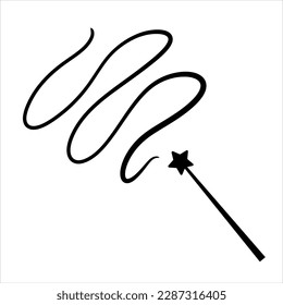 Magic wand with star. Wizard tool. Miracle symbols and Wizard stick. Fairytale rod
