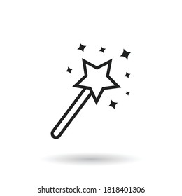 Magic wand with stars flat sign design. Magic wand vector icon. Wand Magic stick icon vector template.