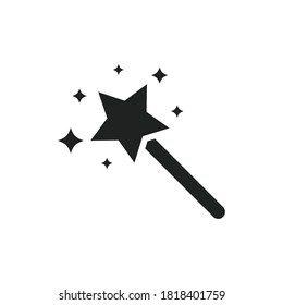 Magic wand with stars flat sign design. Magic wand vector icon. Wand Magic stick icon vector template.