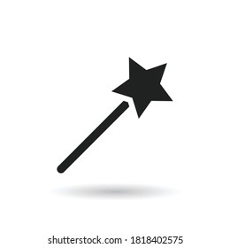 Magic wand with stars flat sign design. Magic wand vector icon. Wand Magic stick icon vector template.