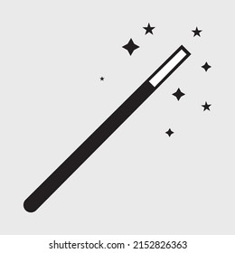 Magic wand with stars flat vector. Magician Stick.