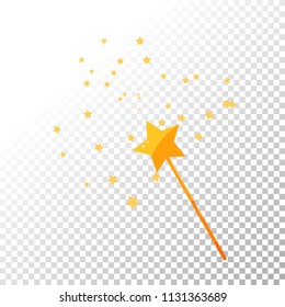 Magic wand and stars golden vector illustration.