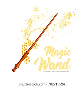 Magic wand with stars on white background