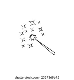 Magic wand with stars outline icon. linear style sign for mobile concept and web design. Magician Stick simple line vector icon. Symbol, logo illustration. Pixel perfect vector graphics