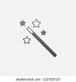magic wand with stars. simple silhouette. On grid background