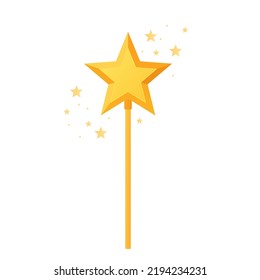 Magic wand with stars vector icon isolated on white background