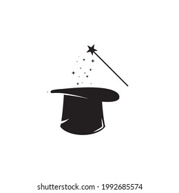 magic wand stick and hat icon vector illustration template design