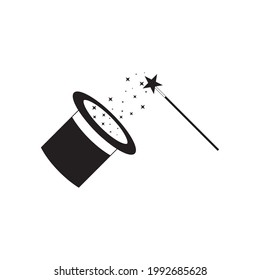 magic wand stick and hat icon vector illustration template design