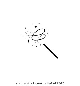 Magic wand stick silhouette vector art illustration.