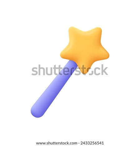 Magic wand stick with star. 3d vector icon. Cartoon minimal style.