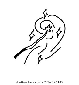 The Magic wand stick. Vector illustration in outline doodle style isolated on white background.