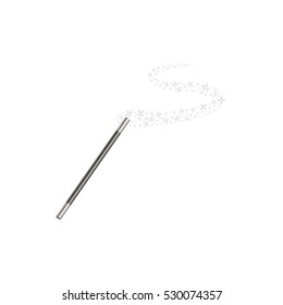 Magic wand with stream of silver stars