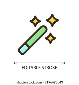 Magic Wand Tool Pixel Perfect RGB Color Ui Icon. Wizard Accessory. Simple Filled Line Element. GUI, UX Design For Mobile App. Vector Isolated Pictogram. Editable Stroke. Arial Font Used