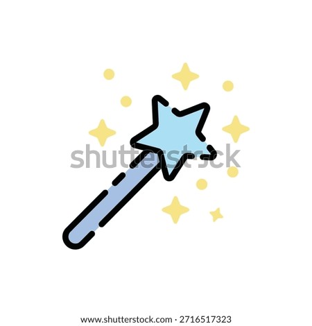 A magic wand tool with sparkles representing photo editing effects and digital enhancement.