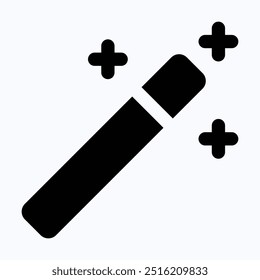 Toverstaf Vector Icon, Magic Stick, Magician, Geïsoleerd Silhouet Vector Icon.