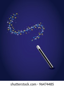 Magic wand with a trail of stars.