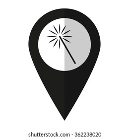 Magic and wand - vector icon;  black map pointer