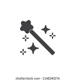 Magic wand vector icon. filled flat sign for mobile concept and web design. simple solid icon. Wizard symbol, logo illustration. Pixel perfect vector graphics