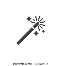 Magic wand vector icon. filled flat sign for mobile concept and web design. Magic wand stick glyph icon. Symbol, logo illustration. Vector graphics