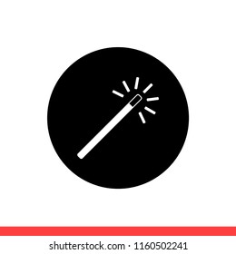 Magic wand vector icon, illusion symbol. Simple, flat design for web or mobile app