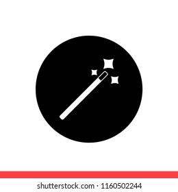 Magic wand vector icon, illusion symbol. Simple, flat design for web or mobile app