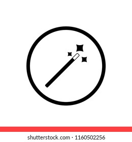 Magic wand vector icon, illusion symbol. Simple, flat design for web or mobile app