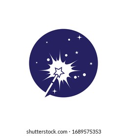 Diseño de plantilla de ilustración de icono de vectores de varas mágicas.