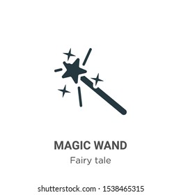 Magic wand vector icon on white background. Flat vector magic wand icon symbol sign from modern fairy tale collection for mobile concept and web apps design.