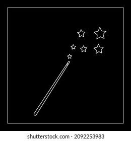 Magic wand vector icon on black background