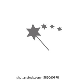 Magic wand vector icon on white background. Gray icon