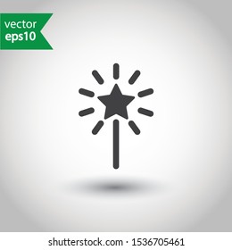 Magic wand vector icon. Magic wand with stars flat sign design. EPS 10 pictogram of magic wand