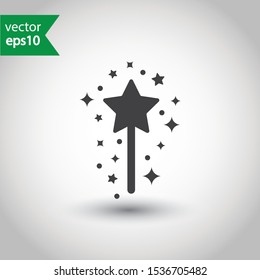 Magic wand vector icon. Magic wand with stars flat sign design. EPS 10 pictogram of magic wand