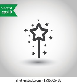 Magic wand vector icon. Magic wand with stars flat sign design. EPS 10 pictogram of magic wand