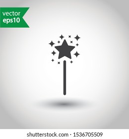 Magic wand vector icon. Magic wand with stars flat sign design. EPS 10 pictogram of magic wand