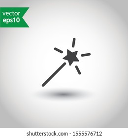 Magic wand vector icon. Magic wand with stars flat sign design. EPS 10 pictogram of magic wand