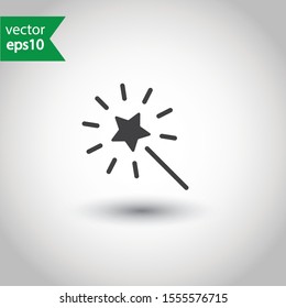 Magic wand vector icon. Magic wand with stars flat sign design. EPS 10 pictogram of magic wand
