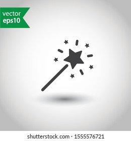 Magic wand vector icon. Magic wand with stars flat sign design. EPS 10 pictogram of magic wand