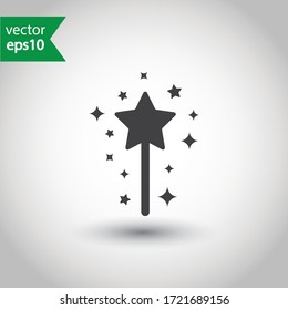 Icono vector varita mágica. Varita mágica con diseño de señas planas. Pictograma de varita mágica EPS 10