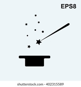 Magic wand vector icon. Magic wand and stars isolated