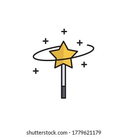 Símbolo de icono vectorial de varita mágica aislado en fondo blanco