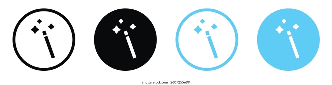 Magic wand vector icons in black and blue colors