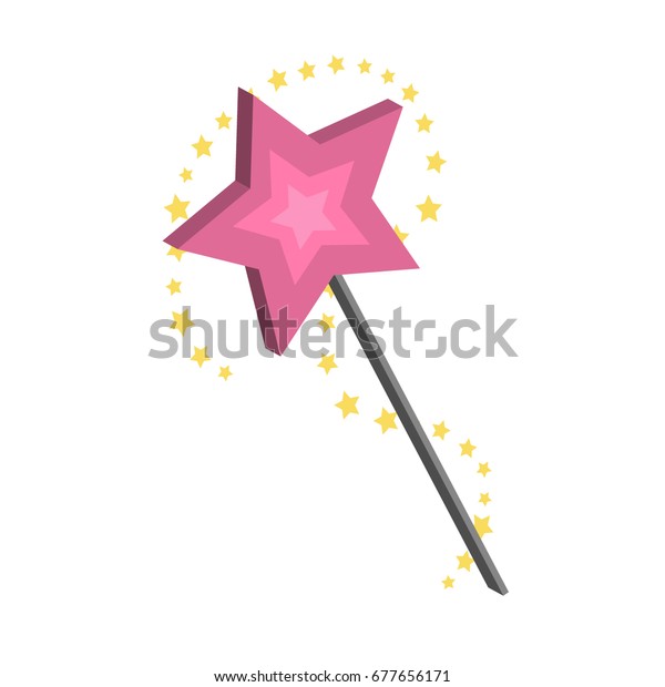 魔法の杖のベクターイラスト ピンクの色の漫画の空間星の魔法の杖 白い背景に のベクター画像素材 ロイヤリティフリー