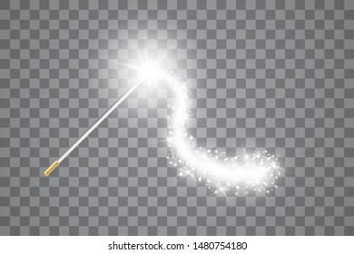 Magic wand. Vector illustration. Isolated on black transparent background.