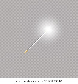 Magic wand. Vector illustration. Isolated on black transparent background.