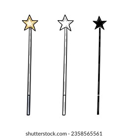 Magic wand, vector illustration isolated on white background