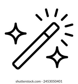 Magic Wand Vector Line Icon Design